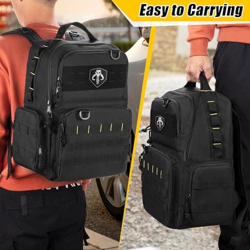 Rexmica Tactical Tool Bag Backpack for Men with 3 Tool Pouches, Black — view 6