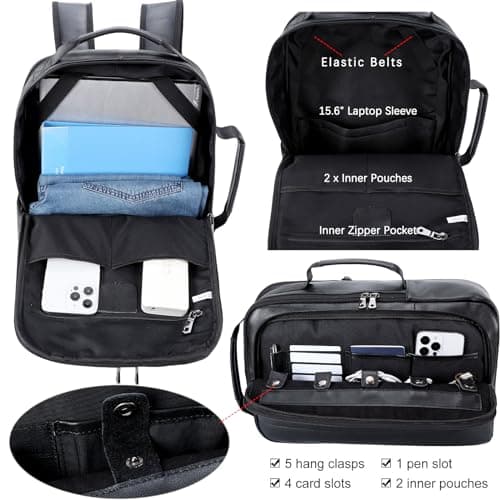 TIDING Genuine Expandable Leather Backpack for Men 15.6" Laptop — view 4