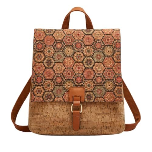 Boho Backpack, Real Wood Grain Fashion Backpack For Women, Caramel