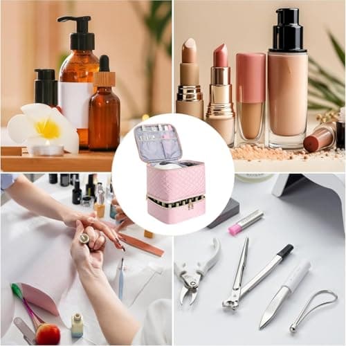 Dexpally Nail Varnish Storage Bag Double Layer Nail Organiser Cosmetic Bag with Adjustable Dividers for 30 Bottles, Lipstick & Manicure Tools — view 6