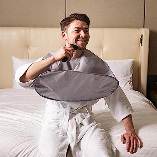 Beard Shaving Apron - Beard Hair Catcher Cape, Folding Grooming Bib | Polyester Fiber Washable Trimmer Collector for Bathroom Mirror Use, Portable Facial Hair Cleanup Tool, Compact Travel Accessory — view 5