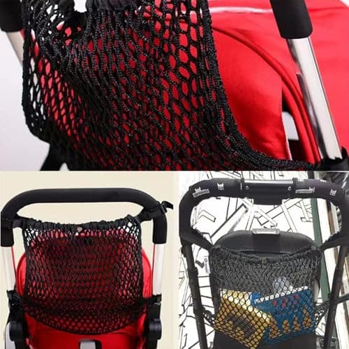 Stroller Shopping Net, Black Buggies Net Bag, Universal Baby Trolley Mesh Net Pocket, Stroller Organizer Storage Bag for Pushchair Buggy Stroller Pram — view 4