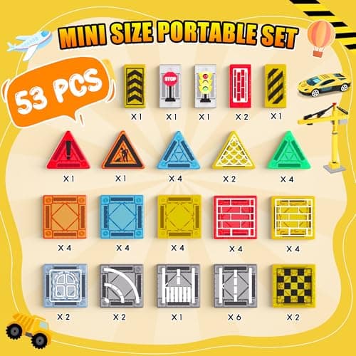 iKidiki Mini Travel Magnetic Tiles Construction 53 PCS, Toys for 3 4 5 6 7 8 Year Old Boys Girls Gifts for Birthday Magnetic Tiles Travel Set 3-8 Year Old Girl Boy Gifts Kids Birthday Presents Boys — view 6