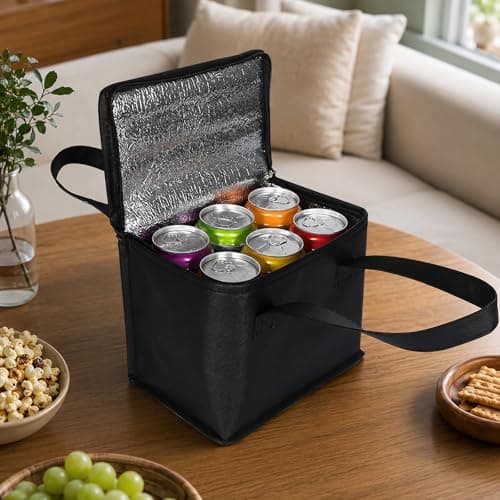 SurPse 3-Piece Cooler Bag Set, Foldable Insulated Bag for Food Delivery, Freezer Bags for Shopping, Black Thermal Bags in Large Medium Small Sizes for Picnic, Travel and Daily Lunch — view 6