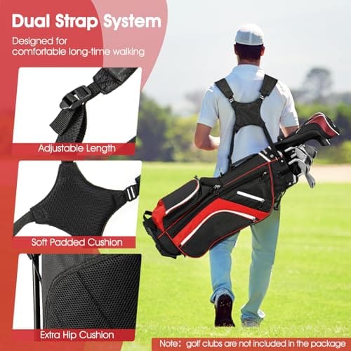 SPOTRAVEL Lightweight Golf Bag, Golf Stand Bag (Red) — view 3