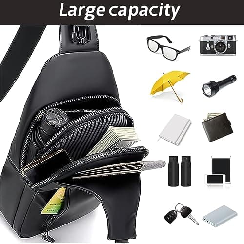 Jupsk Sling Bag Crossbody Backpack Chest Shoulder Bag Waterproof Sling Rucksack Bag for Men Women Lightweight Casual Daypack Backpack with USB Charging Port for Sports Traveling — view 3