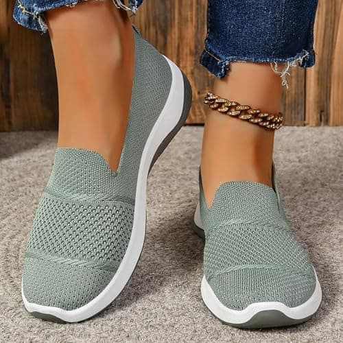cfpqv Slip On Trainers Women's Orthopaedic Shoes Lightweight Mesh Sports Shoes Breathable Trainers Walking Shoes Gym Fitness Running Shoes Running Walking Road Running Shoes Bequme Slip-On Shoes Size — view 2