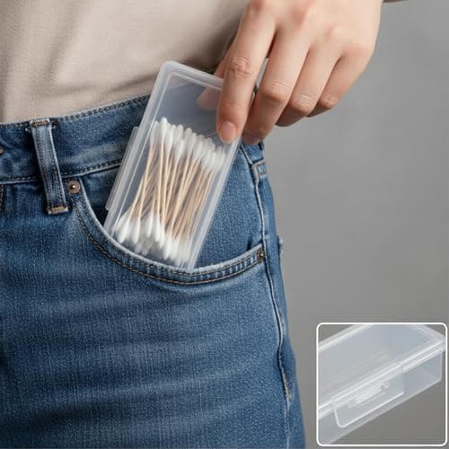 2 Pack Cotton Bud Holder,Portable Plastic Cotton Buds Dispenser Travel Case — view 5