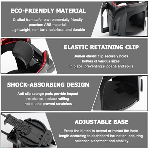 2PCS Car Cup Holder Mount, 2-in-1 Air Vent Drink Phone Holder Stand (Red) — view 3
