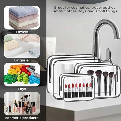 6PCS Clear Travel Cosmetic Bag with Zipper, Clear Toiletry Bags — view 6