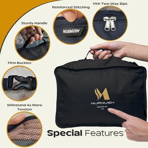 Murmush Black Packing Cubes for Suitcases [8-Pcs + 2 Perfume Atomizers], Eco-Friendly Travel Packing Cubes for Backpack with YKK Zips, Durable 300D Oxford Fabric, travel cubes for suitcases — view 3
