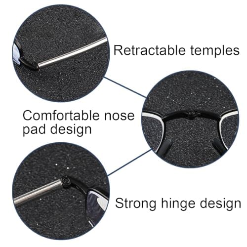 Foldable Reading Glasses, Portable Compact Foldable Pocket Glasses with Slim Black Flip Case, Blue Light Blocking Reading Magnifying Glasses for Seniors, Men and Women (Black, 2, x, transparent) — view 3
