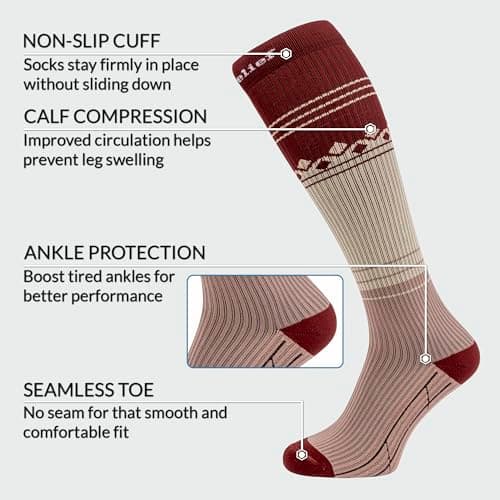 360 RELIEF Compression Socks for Women & Men - 15-20 mmHg Travel Flight Socks – Graduated Support - Ideal for Running, Cycling & during Maternity - S/M, Brown with Laundry Bag — view 4