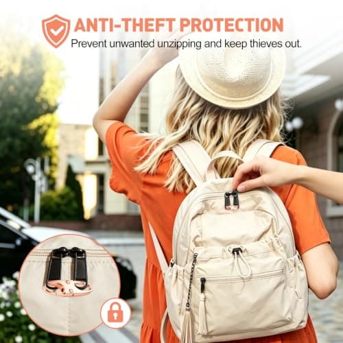 Zipper Clips Anti Theft, Double Opening Zipper Lock for Backpacks & Luggage, Zinc Alloy Zipper Pull Replacement, Small Carabiner Clip for Purses, Crossbody Bags & Travel Essentials (Rose Gold, Small) — view 3