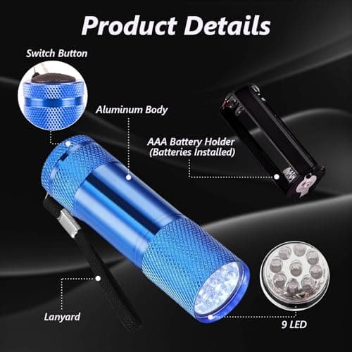 flintronic 5 Pack LED Small Torch, Small Pocket Flashlight with 9 LEDs, Aluminium Torches, with Lanyard, Super Bright, for Adult Camping Hiking Outdoor Gifts, Batteries Included — view 3
