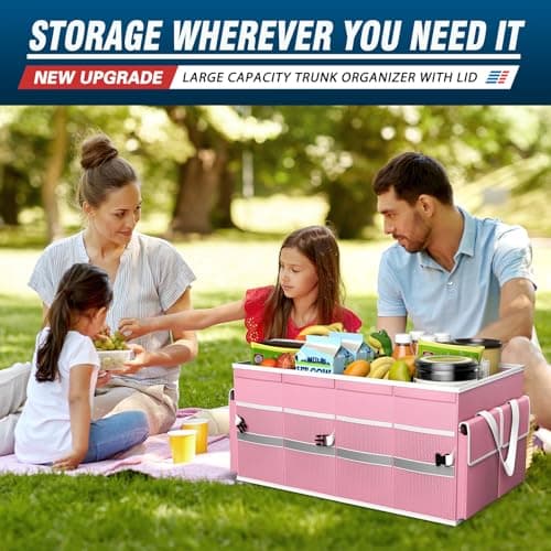 K KNODEL Car Boot Storage Organiser with Cover for SUV (Medium, Pink) — view 6