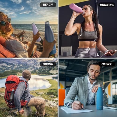 WATERSY Stainless Steel Insulated Water Bottle, Double Walled Metal Vacuum Flask Keep 24 Hrs Cold & 12 Hrs Hot Thermal Metal Sports Bottles 500ml BPA Free for Outdoor,Gym, School (Cherry Blossoms) — view 6