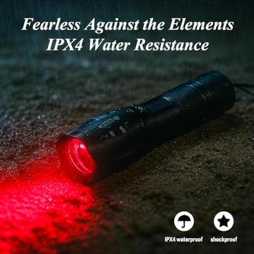 POCKETMAN 2 in 1 Red and White Rechargeable Flashlight, High Brightness Adjustable Zoom, Waterproof Portable LED Flashlight, Suitable for Night Observation, Outdoor Travel — view 4