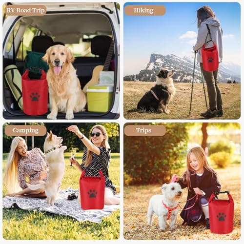 APITOS Compact Dog Travel Bag 2-Pack, 11 lb (4.98 kg) Pet Food Storage with Foldable Bowls, Leak-Proof Design for Car Trips, Camping, Day Outings (Red) — view 4