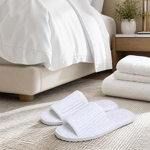 Defresit 6 Pairs Disposable Open Toe Spa Slippers Flat Washable Foldable — view 2