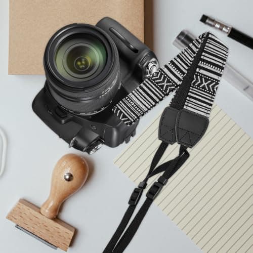 STOBAZA Canvas Camera Neck Strap with Quick Release Buckle, Easy to Connect, Wear around Neck or Diagonally, Sturdy Black Shoulder Strap for Travel and Outdoor Photography — view 5