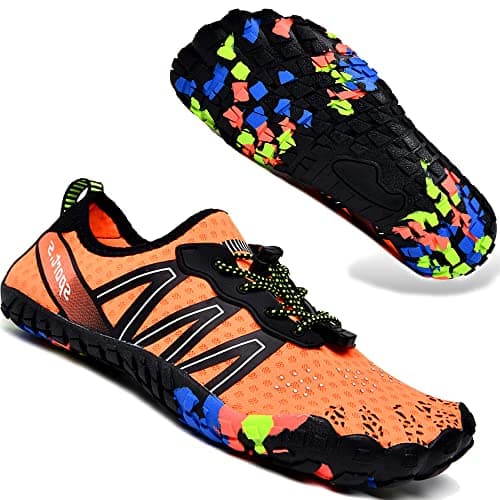 Barefoot Water Shoes Mens Womens Aqua Sea Swim Beach Shoes Mens Surf Quick Dry Ladies Lightweight Sport Wet Pool Diving Unisex Orange