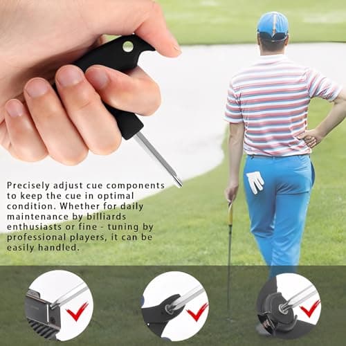 Golf Torque Wrench, Portable Stainless Steel Golf Wrench Tool with Plastic Handle Handheld, Adjustment Golf Club Driver Shaft Adapter Torque Tool Essential Accessory (Black) — view 3