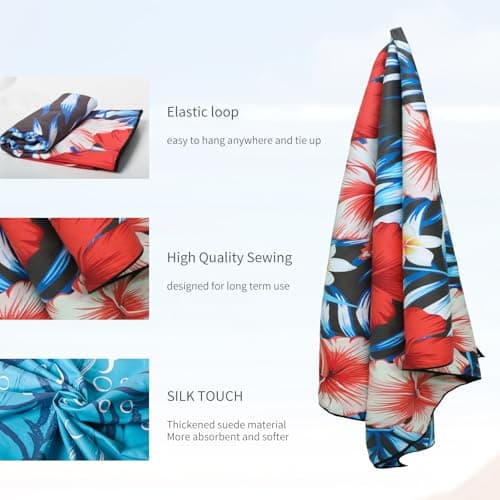 TMEOG Microfibre Beach Towels 180x80cm Extra Large Sand Free Beach Towel for Adults Compact Thin Travel Towel Women Men Lightweight Swim Pool Yoga Towel with Bag(Tropical Flowers) — view 5