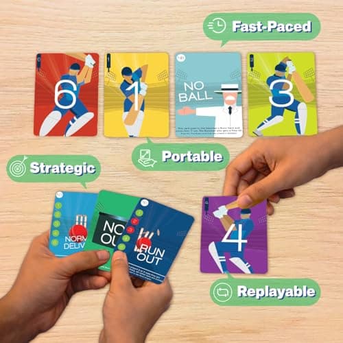 Binca Qwicket Cricket Card Game | Cricket Gifts for Boys, Men & Women | Fun Family Card Game for Kids & Teens Ages 7+ | 2 Player Travel Game | Gift for Cricket Lovers — view 5