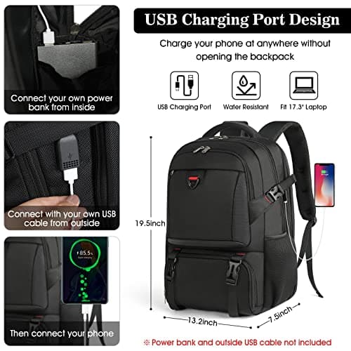 NEWHEY Laptop Backpack 17.3 Inch with Insulated Lunch Compartment and USB Port Waterproof Cooler Bag TSA Friendly Travel Picnic Backpack for Men Women Business Work School Black — view 2