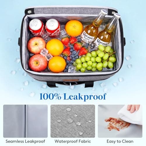 Lifewit Insulated Cool Bag with 30-Can Capacity, Grey — view 4