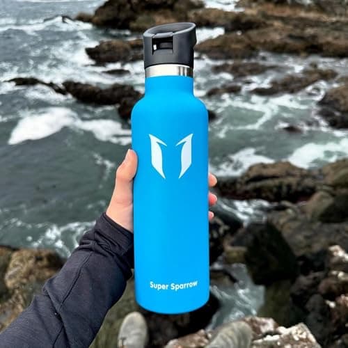 Super Sparrow Stainless Steel Water Bottle -620ml- Vacuum Insulated Metal Water Bottle - Standard Mouth Flask - BPA Free - Ideal Straw Water Bottle for Work, Gym, Travel, Sports — view 5