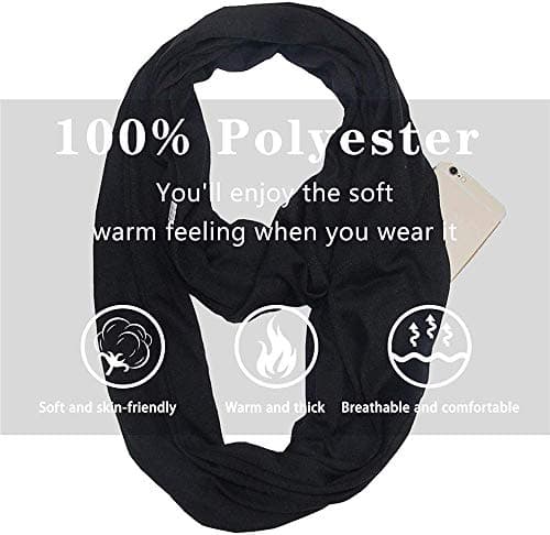 Ulalaza Infinity Scarf with Hidden Zipper Pocket Lightweight Travel Wrap for Women Girls — view 4