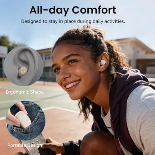 TOZO A1 Wireless Earbuds, Bluetooth 5.3 Earphones, Support APP EQ Setting, 32H Long Playtime, Ear Buds with HiFi Stereo Sound, Light-Weight Wireless Earphones, IPX5 Waterproof Khaki — view 2