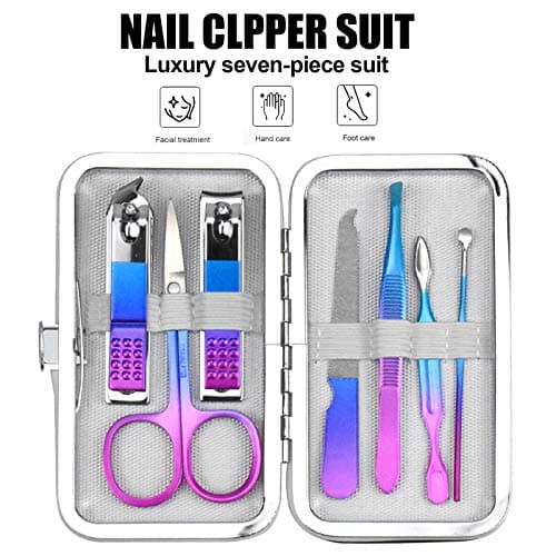 Manicure Set 7 pcs Pedicure Kit Professional Fashion Stainless Steel Nail Clippers Nails Cuticle Remover Toenail Cutter Grooming Tools for Girls Men Women — view 2