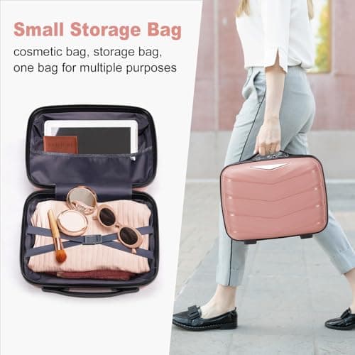 Karl home Luggage Set 2 Piece, 20in Carry-on with 12 Mini Case, Rose Gold — view 2