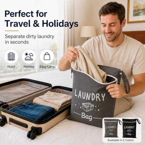 2 Pcs Travel Laundry Bags, Reusable Waterproof Bag, Home Holiday Camping — view 4
