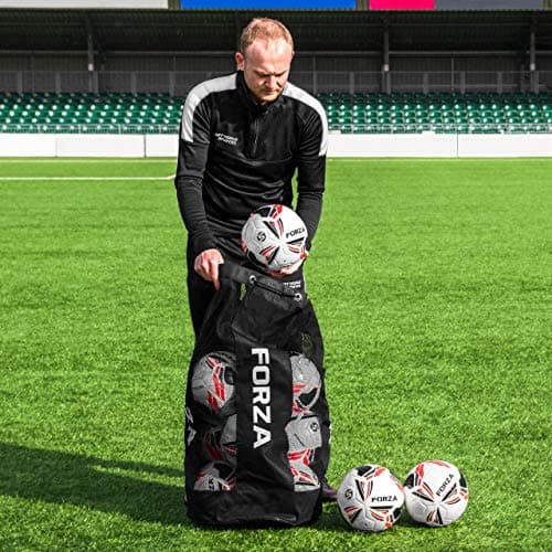 FORZA Premier Ball Carry Bag | Drawstring Football, Basketball, Netball & Volleyball Mesh Bag | 5 Colours - Heavy Duty Equipment Holdall | 12 Ball Capacity - New and Improved Design 2026 (Black) — view 4