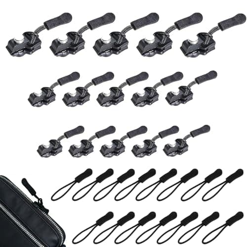 15 PCS Zip Repair Kit, 3 Sizes Zip Puller Replacement with 15 ZipPull Rope, Fix ZipPuller ZipSlider Replacement Zips Fix for Luggage, Backpacks, Jackets Zips Repair