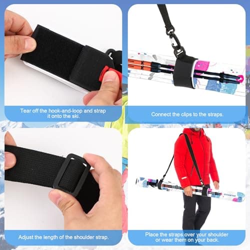 QKURT 2PCS Ski Strap, Adjustable Ski Shoulder Straps, Binding Straps & Boot Carrier Belts, Carrying Belts for Snowboard — view 3