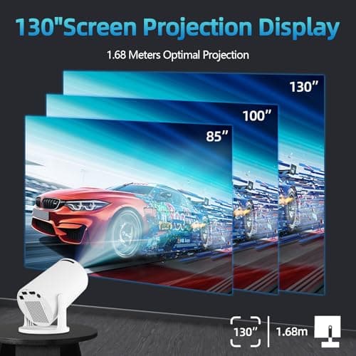 Mini Projector for Bedroome WiFi 6 BT 5.4 1080P Support Smart Projector Compatible with Laptop PC Smartphone Auto Keystone 180° Rotatable — view 6
