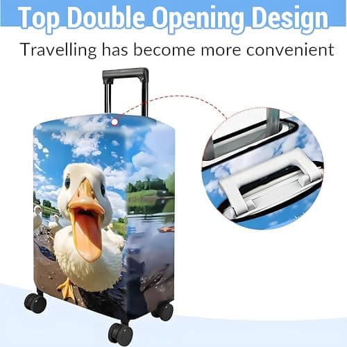 Fansu Elastic Suitcase Cover Protectors, 3D Duck Animal Printed Luggage Cover for Suitcase, Medium Washable Travel Trolley Cover for 22-25 inch — view 4