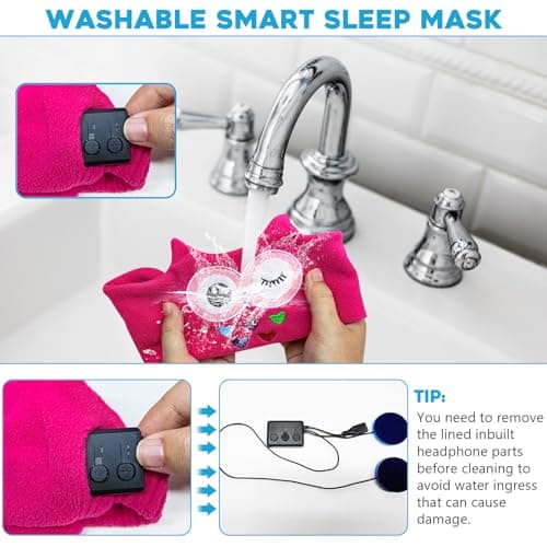 Luckits Kids Bluetooth Eye Mask for Sleeping Kids Headband Headphones Musical Sleep Eye Mask with Speakers Wireless Bluetooth Headband Headset Blackout Eye Covers Blindfolds for Travel (red) — view 5