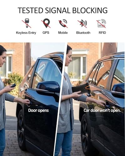 FIREDOG Faraday Pouch for Car Keys and Cell Phone, Key Signal Blocking Bag, Anti Theft Car Protection, Cell Phone WiFi/GSM/LTE/NFC/RFID/Keyless Entry Fob Signal Blocking Bag (Black) — view 5