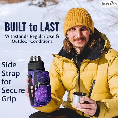 EcoEarth - Water Bottle Holder with Strap - Water Bottle Carrier Bag for Hiking - Crossbody Hydration Pouch with Phone Holder — view 3