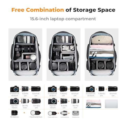 K&F CONCEPT Camera Backpack,25L Camera Bag for Photographers with Raincover — view 2