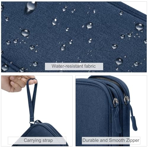 FYY Travel Cable Organiser, Electronics Accessories Bag, Waterproof Tech Storage Pouch, 2-Layer Universal Carry Case for Charger, Power Bank, USB Drive M-Navy Blue — view 4