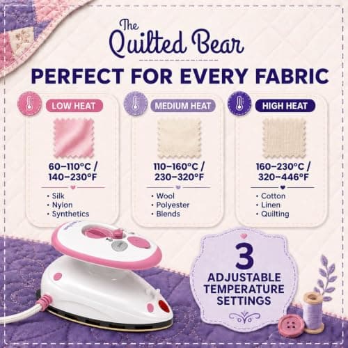 The Quilted Bear Premium Mini Iron and Wool Pressing Mat Bundle, Pink — view 4