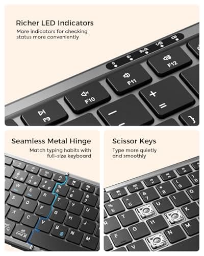 Foldable Keyboard and Mouse Combo,Portable Folding Keyboard for Laptop iPad — view 6