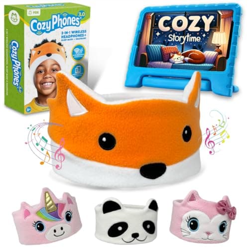 CozyPhones Headband HEADPHONES for Kids – Fox Design, Volume Limited, Soft Fleece, Comfortable for Sleep & Travel, Baby Headband Headphones, Music Headband, Headband Earphones for Sleeping